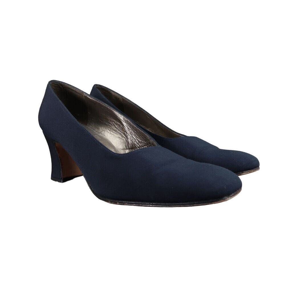 Sesto Meucci Shoes Women 7 Pumps Vintage Fashion Classic Blue Chunky Heel Narrow